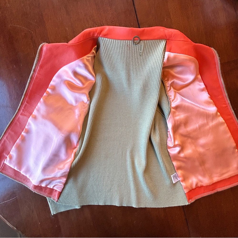 One Girl Who Mixed Media Genuine Leather/Knit Jacket Sz L Like New - Picture 5 of 9